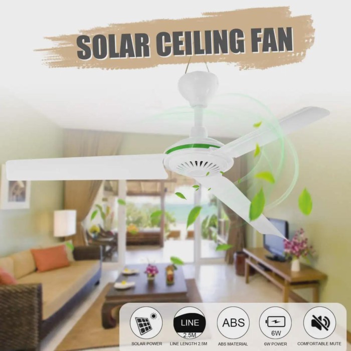 Environmental-friendly 12V 6W Solar Ceiling Fan Solar Powered Cooling Fans Small Air Conditioning A