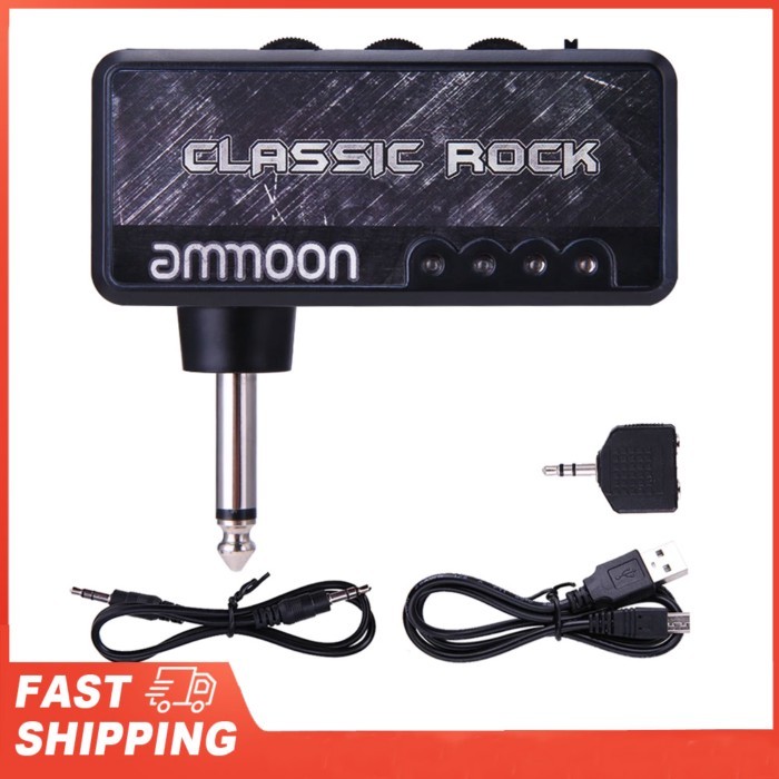 3.5mm Headphone Jack & Aux In ammoon Electric Guitar Headphone Amplifier Amp 1/4 Inch Plug with Cla