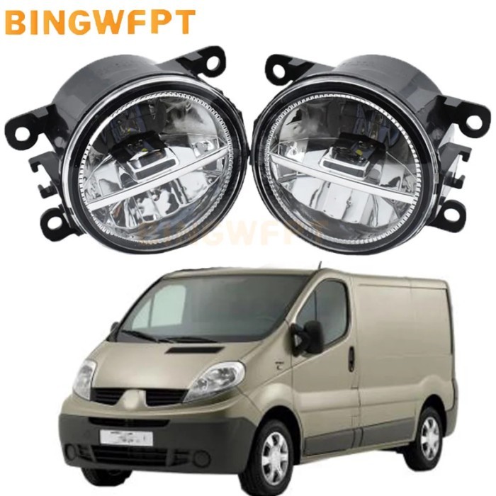 2PCS Car Fog Light Assembly LED Fog Lamps DRL Daytime Running Lamp 12V For Renault Trafic 2.5L L4 D