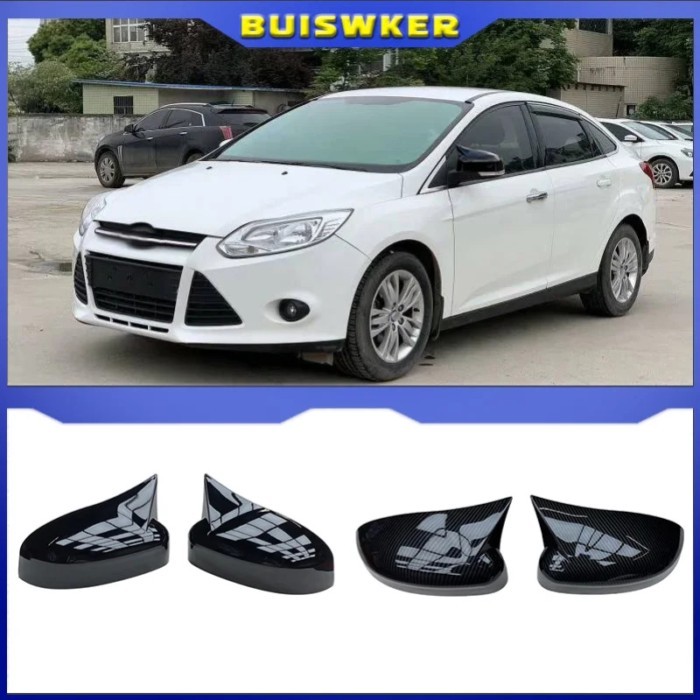 Carbon Fiber Bright black Side Rearview Mirror Cover For Ford Focus MK2 MK3 2008 2009 2010 2011 201
