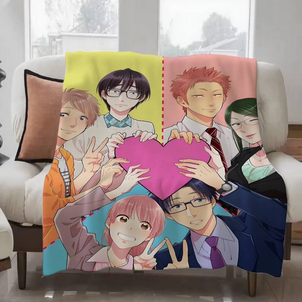 อะนิเมะ W-wotaku Ni Koi Wa M-muzukashii ผ้าห่มออกแบบผ้าห่มโยนน้ําหนักเบาสําหรับหอพัก, งีบหลับ, ห้องน