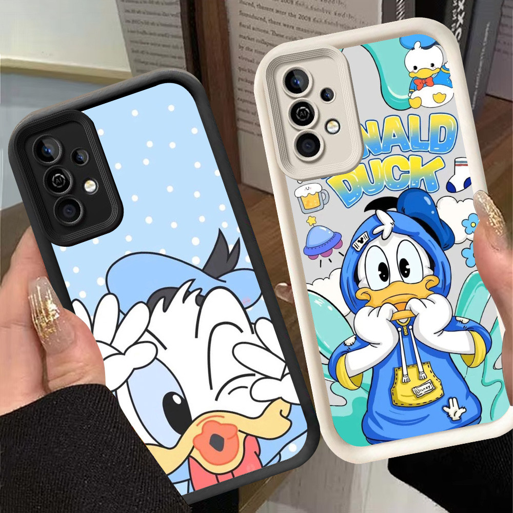 G-76 Donald Duck Casing สําหรับ Samsung S24 A55 S25 M15 S21 FE Ultra 5G สีดําและสีขาว