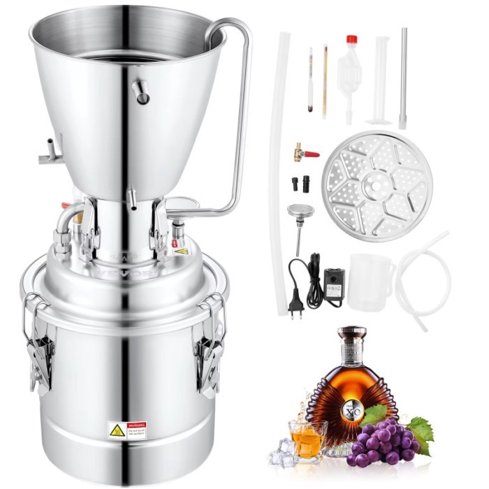VEVOR 10/30/50/70L Water Alcohol Distiller, Home Distillery Kit With 304 Stainless Steel Tube & Cir