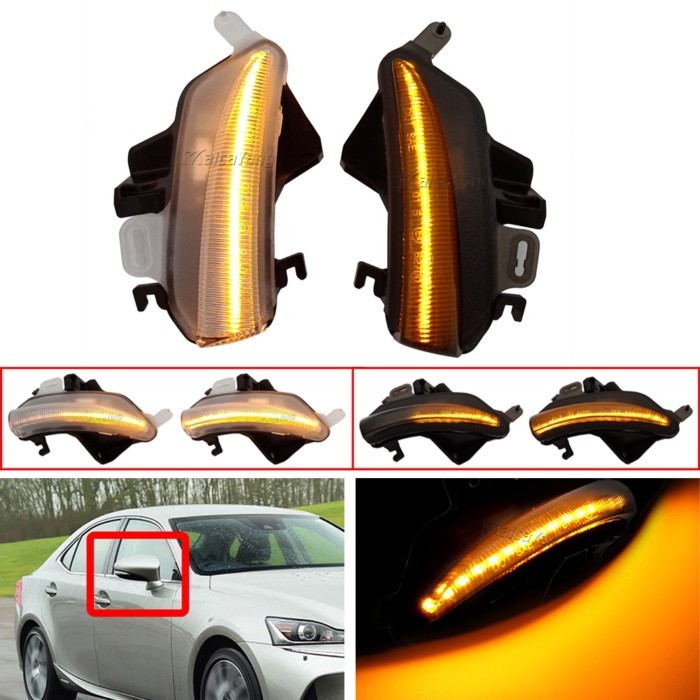 2x Smoked Amber LED Dynamic Side Mirror Blinker Turn Signal Lights For Lexus IS250 IS300 IS350 IS20