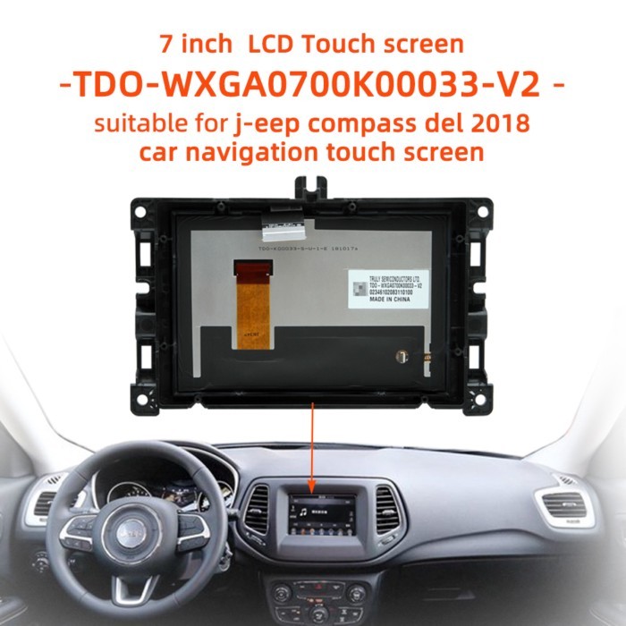 7 inch LCD Touch screen TDO-WXGA0700K00033-V2 TD0-K00033-S-W-1-E suitable for j-eep compass del 201