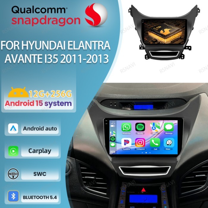 Car Radio Android 15 For Hyundai Elantra Avante I35 2011-2016 Stereo Qualcomm GPS 5G WIFI 4G LTE Mu