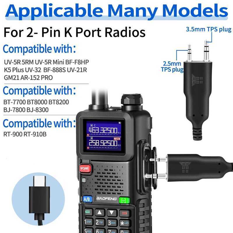 ▥ สายโปรแกรมมิ่งไร้สายบลูทูธ ABBREE สำหรับวิทยุสื่อสาร  UV 5Rh Uv-5R Mini Bf-888S Uv-21