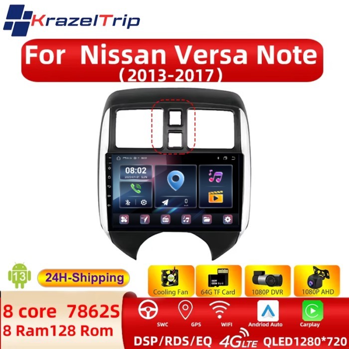 Carplay Android Auto 7862s 8Core Stereo Car Radio GPS for Nissan Versa Note 2013 - 2017 Multimedia