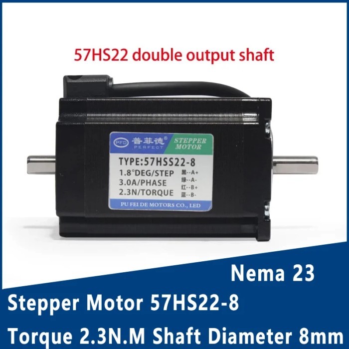 Nema 23 Stepper Motor 57HS22  Torque 2.3N.M Shaft Diameter 8mm Double Output Shaft Step Angle 1.8 °