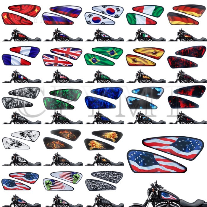 fit For Harley Sportster XL 883 1200 48 72 Cafe Racer Street Tracker Bobber Fuel Tank Sticker skull