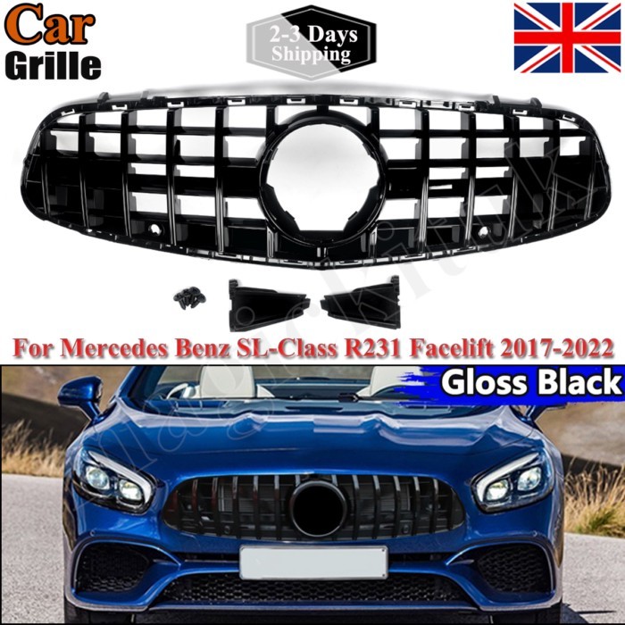 Front Bumper Grille Grill GTR GT For Mercedes Benz R231 SL550 SL63 2017-2022 LCI