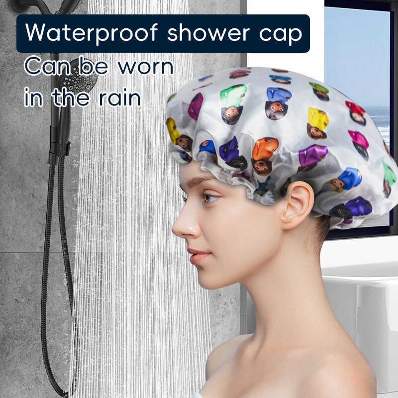 หมวกอาบน้ํากันน้ํา Spoof Fun Bathroom Home Emoji Emoji Emoji หมวกอาบน้ําสําหรับผู้ใหญ่