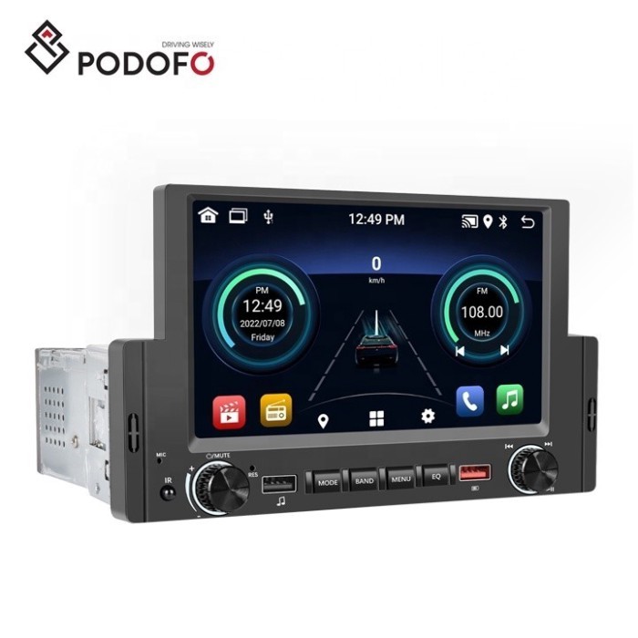 Podofo 1 Din 2+64GB 6.2'' Android 13 CarPlay Android Auto Universal Car Radio GPS WIFI BT FM RDS Ca