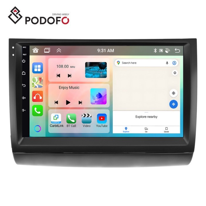 Podofo 9'' Android Car Stereo 4+64G Double Din Carplay Android Auto For Toyota PRIUS/20 Series 2003
