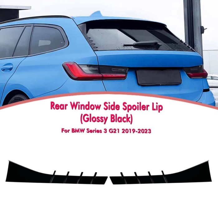 Rear Window Side Spoiler Lip Wing For BMW 3 Series G21 2019-2024 Wagon Touring Carbon Fiber Look/Gl