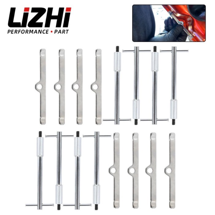 16PCS T-Bar Valve Cover Wing Nut 1/4-20 x 1-1/4" & Spreader Bar For Chevy SBC 265 283 302 305 307 3