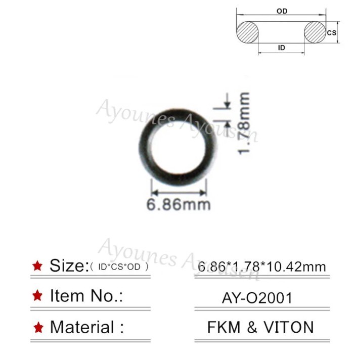 wholesale Fuel Injector Rubber Oring 6.86*1.78mm For Honda Car Replacement (AY-O2001)