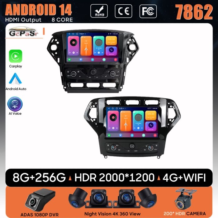 For Ford Mondeo MK4 2007-2014 4G Video Stereo Carplay Android Auto Radio Navigation GPS Multimedia