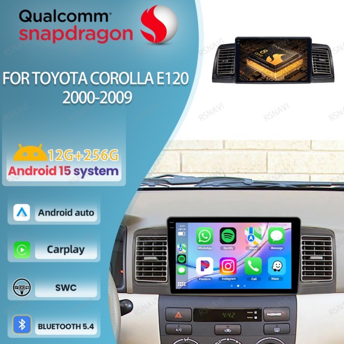 Car Radio Android 15 For Toyota Corolla E120 2000-2009 Head Unit DSP 5G WIFI Autoradio DVD Viedo Pl