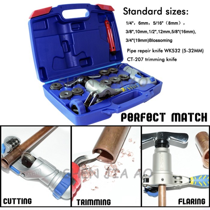 WK-519FT-L Brass Pipe Expander One-Piece Eccentric Copper Pipe Flaring Tool Kit Refrigeration Tools