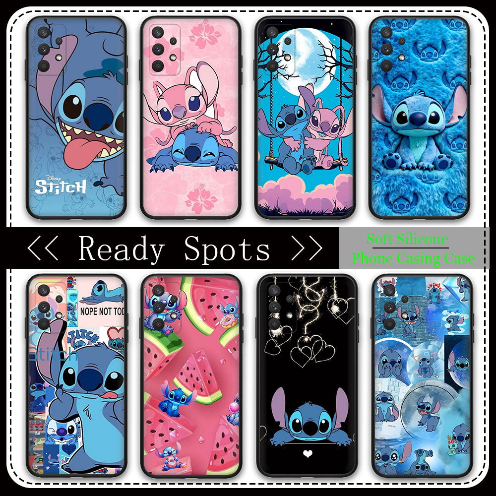TPU สําหรับ Samsung Galaxy M23 5G M20 M30 M30S M21 M60S A73 A81 A82 A40S EV75 Lilo & Stitch สีดํานุ่