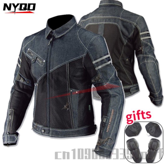 Motorcycle Jacket Racing Jacket Off-road Jacket Denim Mesh Racing Suit with Elbow and Back Protecti