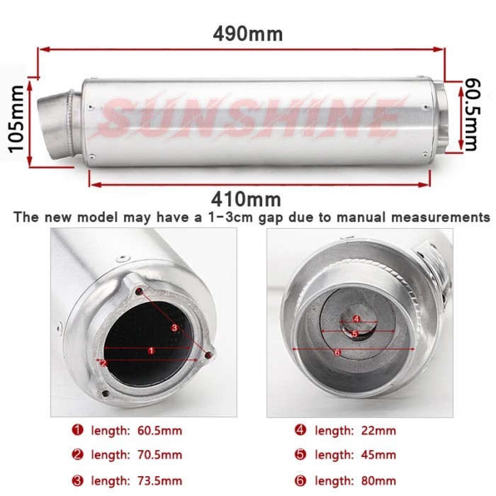 Motorcycle Exhaust Universal Pitbike Muffler Motorcross Modified Stainless Steel WRS Pipe For HONDA