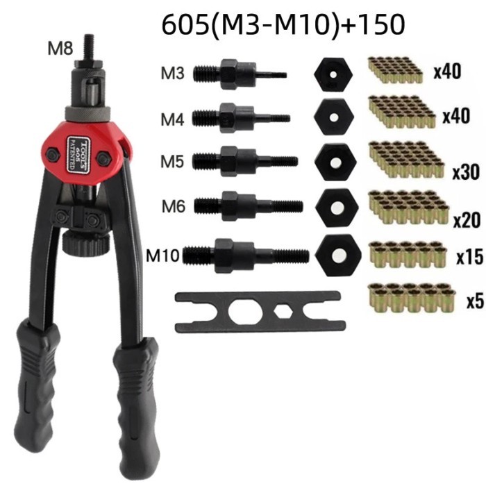 Riveting Gun BT-605 Double Manual Riveting Nut Gun M3-M10 Rivet Gun Portable Nut Riveting Pliers Ma