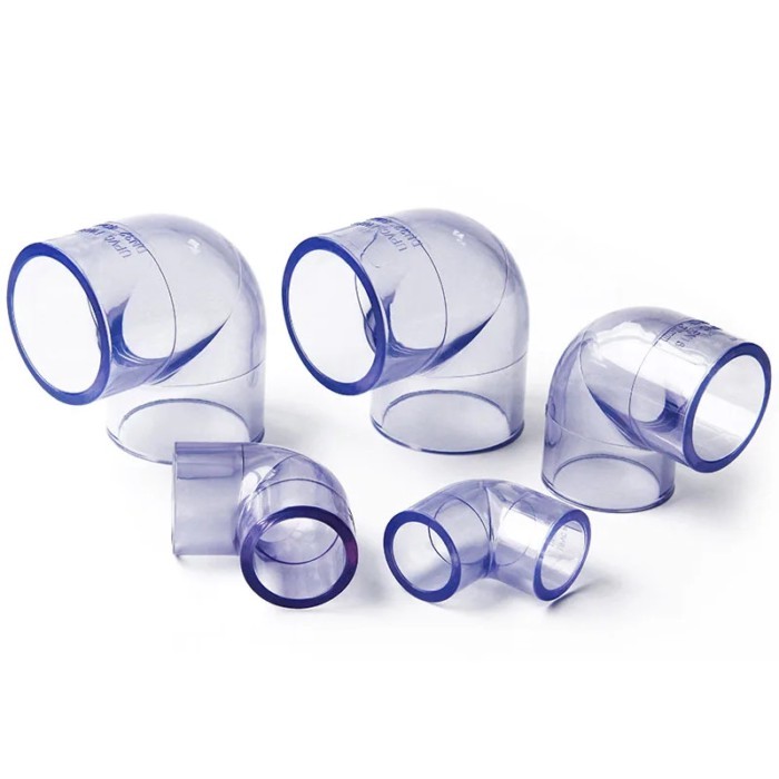 gogo PVC tube transparent elbow pipe PVC fittings UPVC water pipe 90 degree elbow plastic right ang