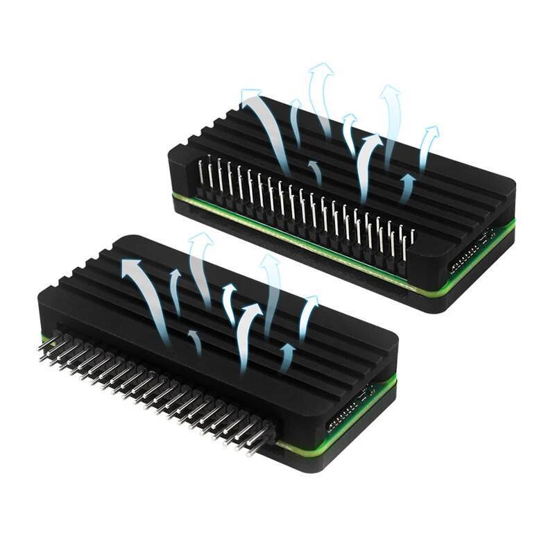 Raspberry Pi Zero 2 W เคสอลูมิเนียม + หัวหมุดโค้งหรือขาตรง Passive Cooling Enclouse สําหรับ Raspberr