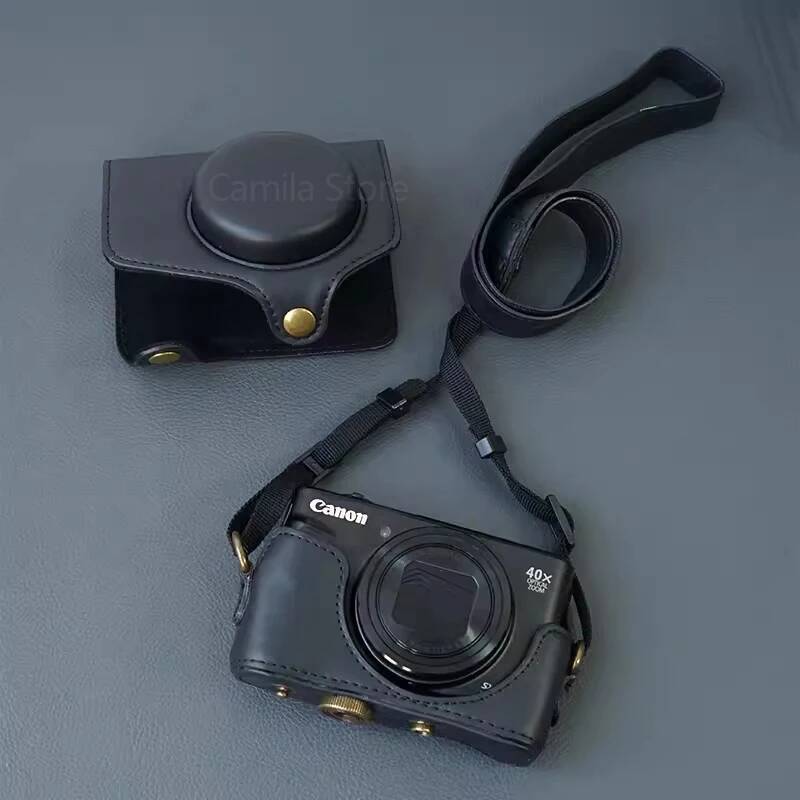 กล้องหรูหราของแท้หนัง cowhide กระเป๋ากล่องสําหรับ canon SX720 SX730 SX740 HS แขนป้องกัน handle shell