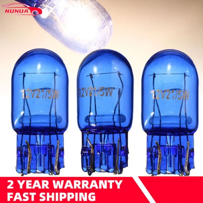 1/2/4Pcs Car Halogen Sight Lamp T20 7443 1891 W21/5W Super White T20 Natural Blue Glass W3x16q Car