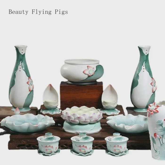 1pc Ceramic household Buddhist tools set for worshipping Buddha statues, Guanyin statues, household