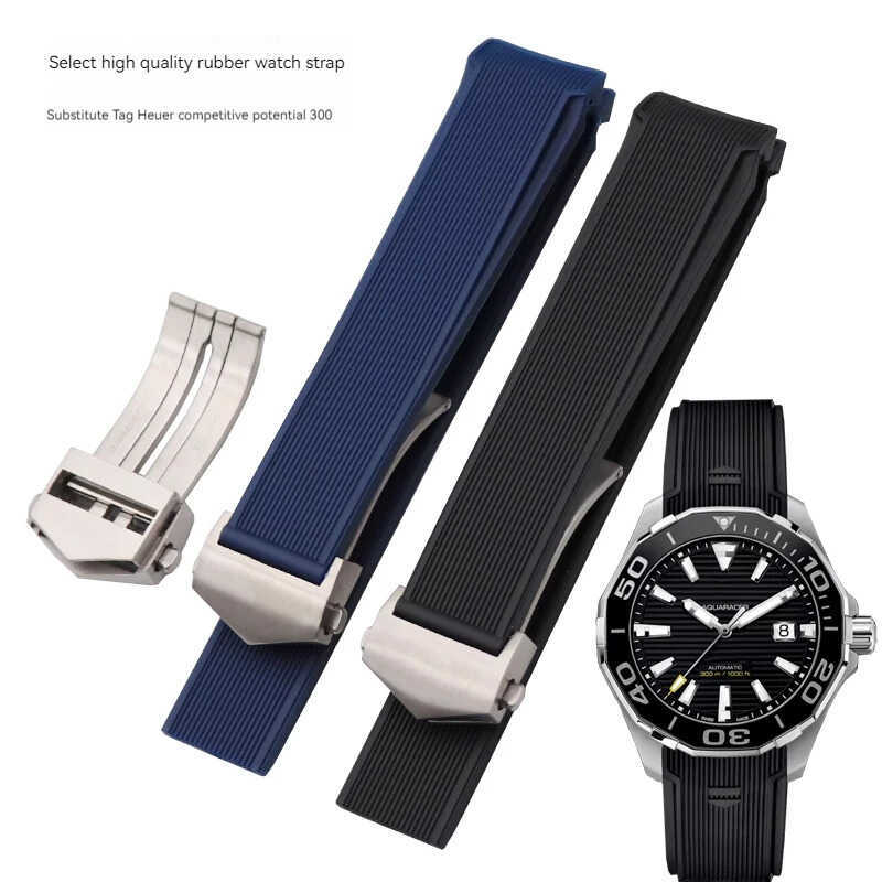 C <Touch Shop> High Quality Natural Rubber Watchband Fit For TAG Watch Heuer Aquaracer 300 500 Divi