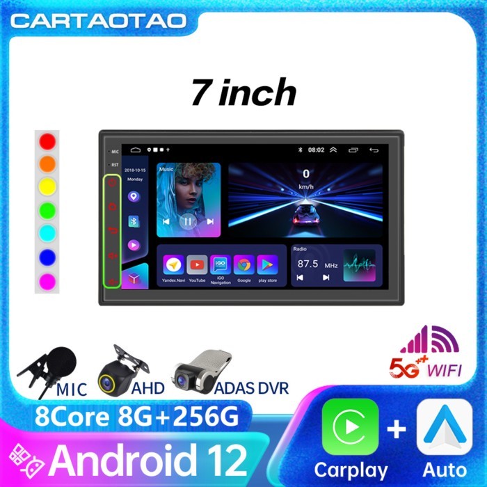 2din Android 12 Wireless CarPlay Android auto Car Radio Universal 7 inch GPS Multimedia Player for