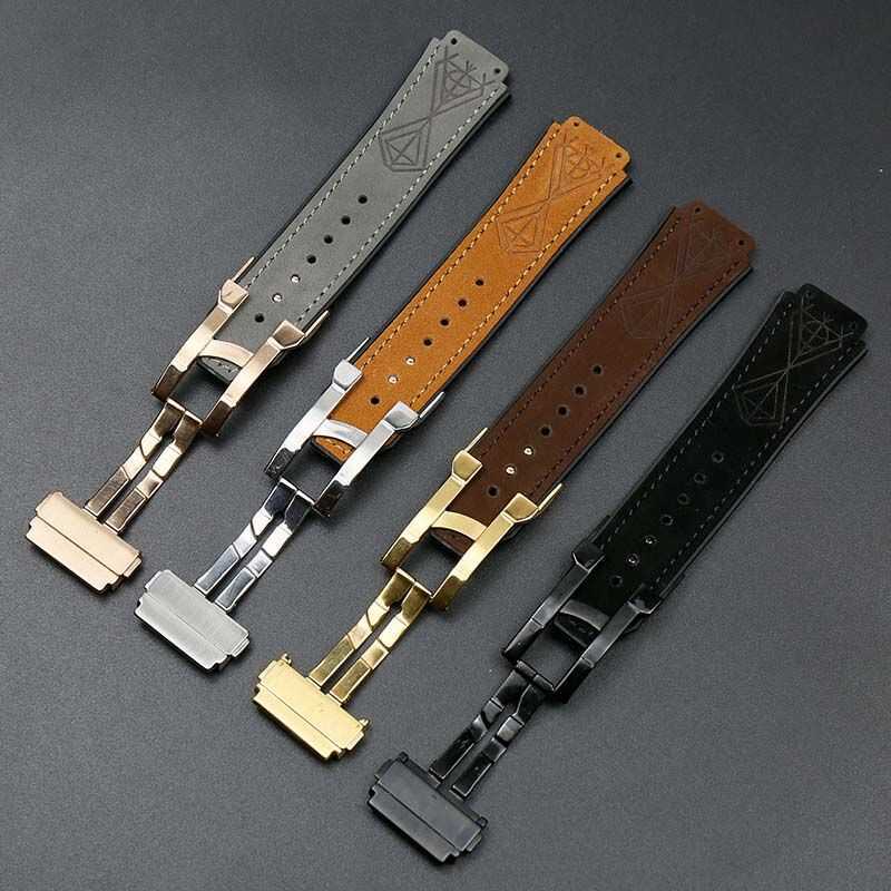C 1Mmx25mm For Hublot Big Bang Fusion Series Leather Strap Men's Watch Accessories Sports Waterproo
