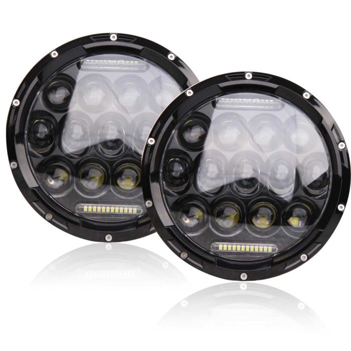 7" Round LED Headlights White DRL / Amber Turn signal For Hummer H1 H2 H3 LED Projector DRL 7 inch