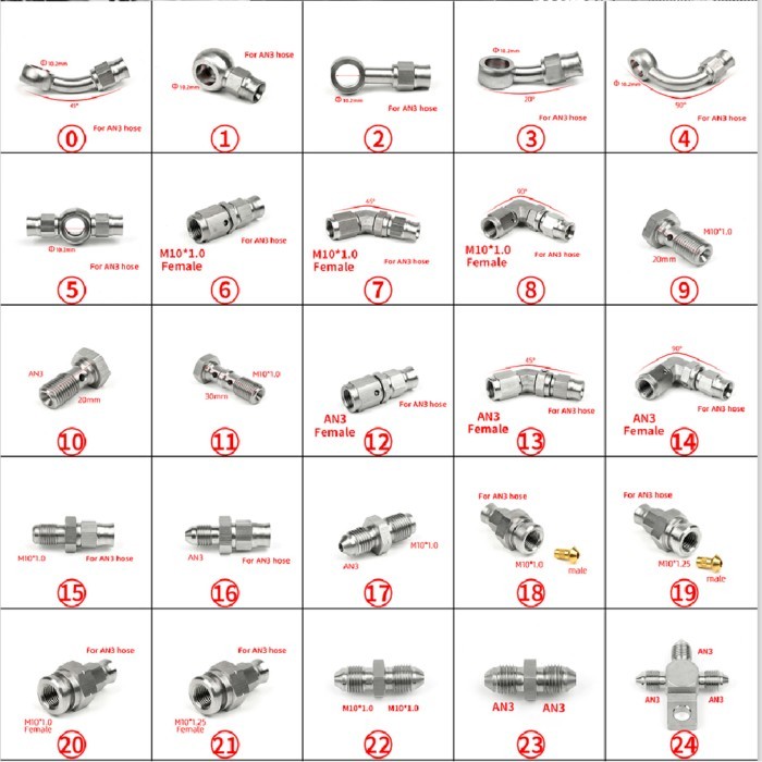 1PC AN3 AN4 Car modified Motorcycle Motor Bike Hydraulic Brake Oil Hose Line Banjo Fitting Stainles