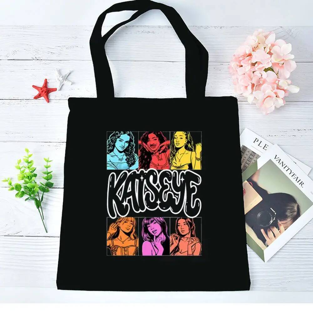 Katseye Canvas Tote Bags ทนทานส่วนบุคคลส่งเสริม Travel Sustainable College Insulated Shopping Bag Lifestyleส่งเสริม