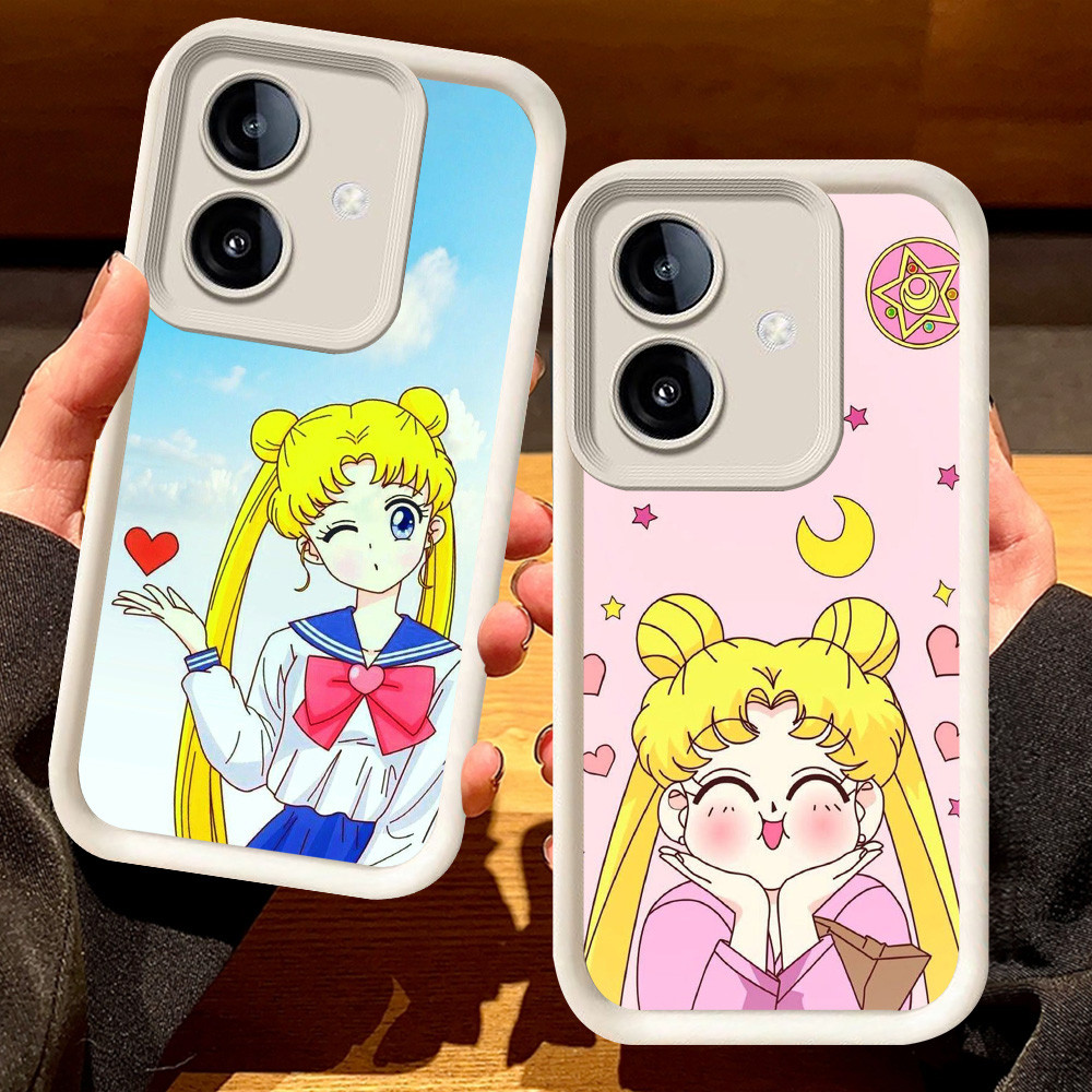 G-62 Sailor Moon Casing สําหรับ Realme 14 14T 14X 15T 9i C35 C31 Narzo 50A Prime 5G สีดําและสีขาว