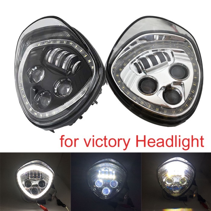Motorcycle LED Headlight High / low Beam for Victory Cross Country Vegas 8-Ball Cross Roads (Black