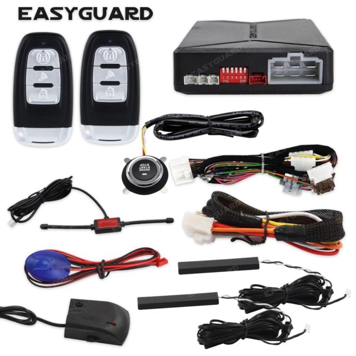 EASYGUARD PKE car Alarm with Push Engine Start & Remote Engine Start & Shock Alarm Warning Proximit