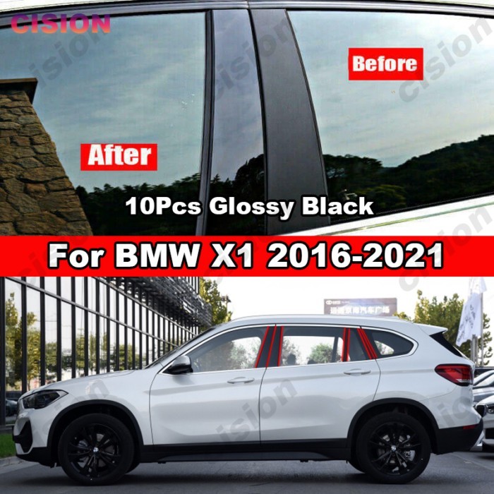 For BMW X1 F48 2016-2021 Glossy Black Carbon Car Door Window BC Column Pillar Posts Cover Trim Mirr