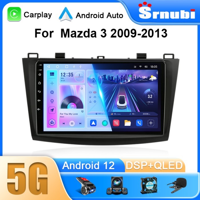 Srnubi 2 Din Android 12 for Mazda 3 2009-2013 Car Radio Multimedia Player Stereo Navigation Carplay