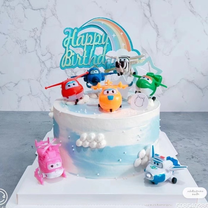 Super Flying Man เครื่องประดับตกแต่งเค้กวันเกิด Plug-In เด็กการ์ตูนเบเกอรี่ขนมตกแต่ง - รูปที่ 2