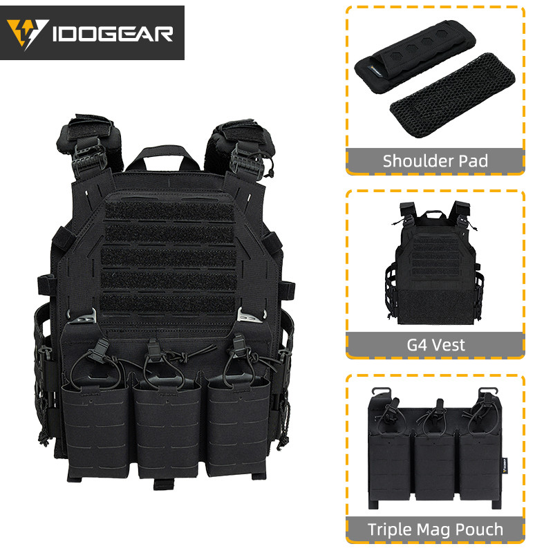 IDOGEAR Tactic G4 GBRS LBT 6094 เสื้อกั๊ก KTAR Triple 556 Mag กระเป๋า FERRO สไตล์ 3D ตาข่ายไหล่แผ่น 