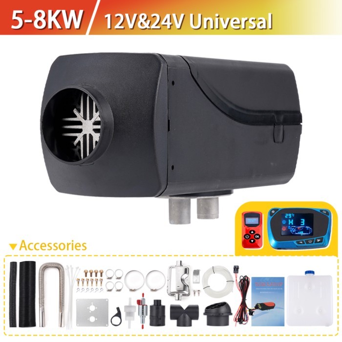 12V 24V Car Diesel Air Parking Heater 5KW-8KW Car Diesel Heater Remote Control +LCD Switch Harness
