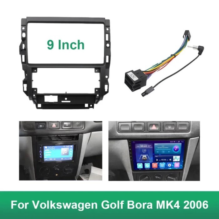 9 Inch Car Radio Fascia For Volkswagen Golf Bora MK4 2006 Car Radio Panel Player Audio Frame Dashbo