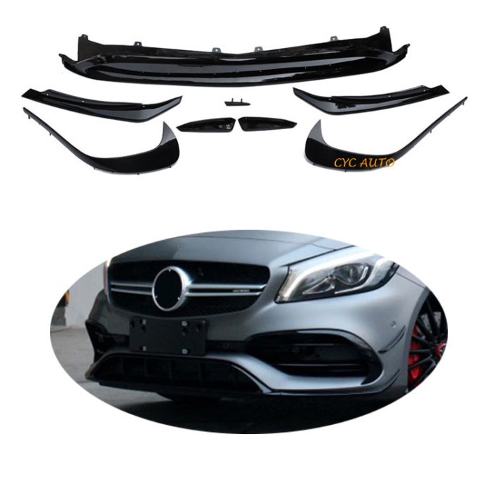 A class W176 front splitter for Mercedes Benz W176 lip A45 front Aero kit 2016 2017 2018