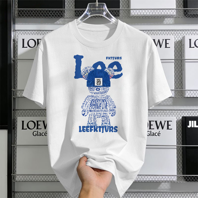 UF08 เสื้อยืด NEW YEAR ผู้ชาย COOL Christmas สตรีทแฟชั่น สีขาว-ดำ สีดําแขนสั้น คอกลม OVERSIZE FASHION ลายการ์ตูน